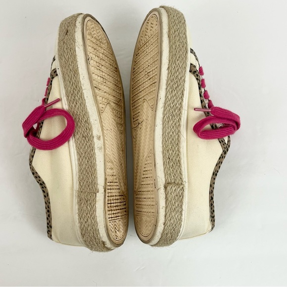 Michelle McDowell Cream Leopard Espadrille Pink Lace Up Sneakers Women’s Size 6 - Picture 10 of 14